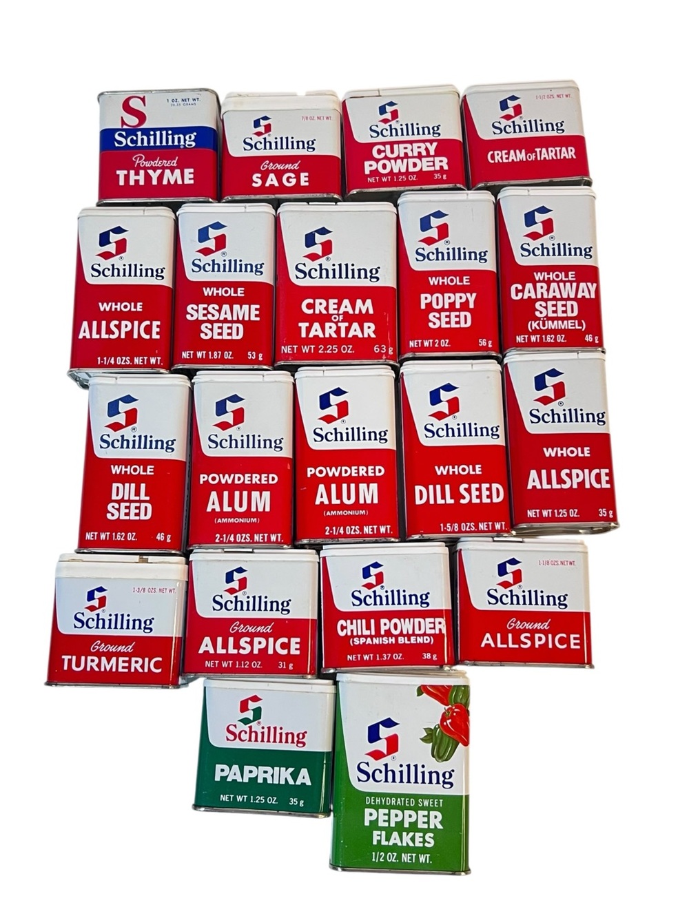 Vintage Schilling Spice Tins - Lot of 20